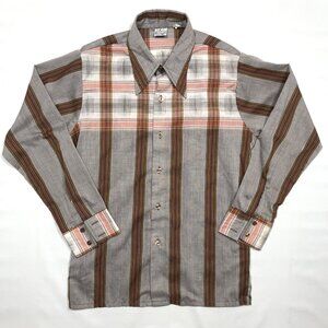 VTG Shirt Express Western Prairie Pioneer Plaid Button Shirt Mens Large